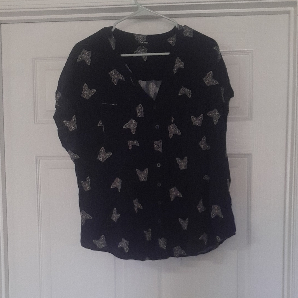 Torrid Black French Bulldog Blouse